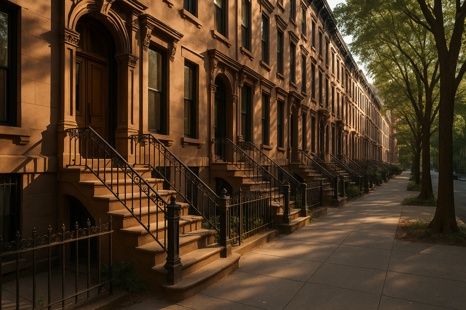 Brooklyn brownstone row houses