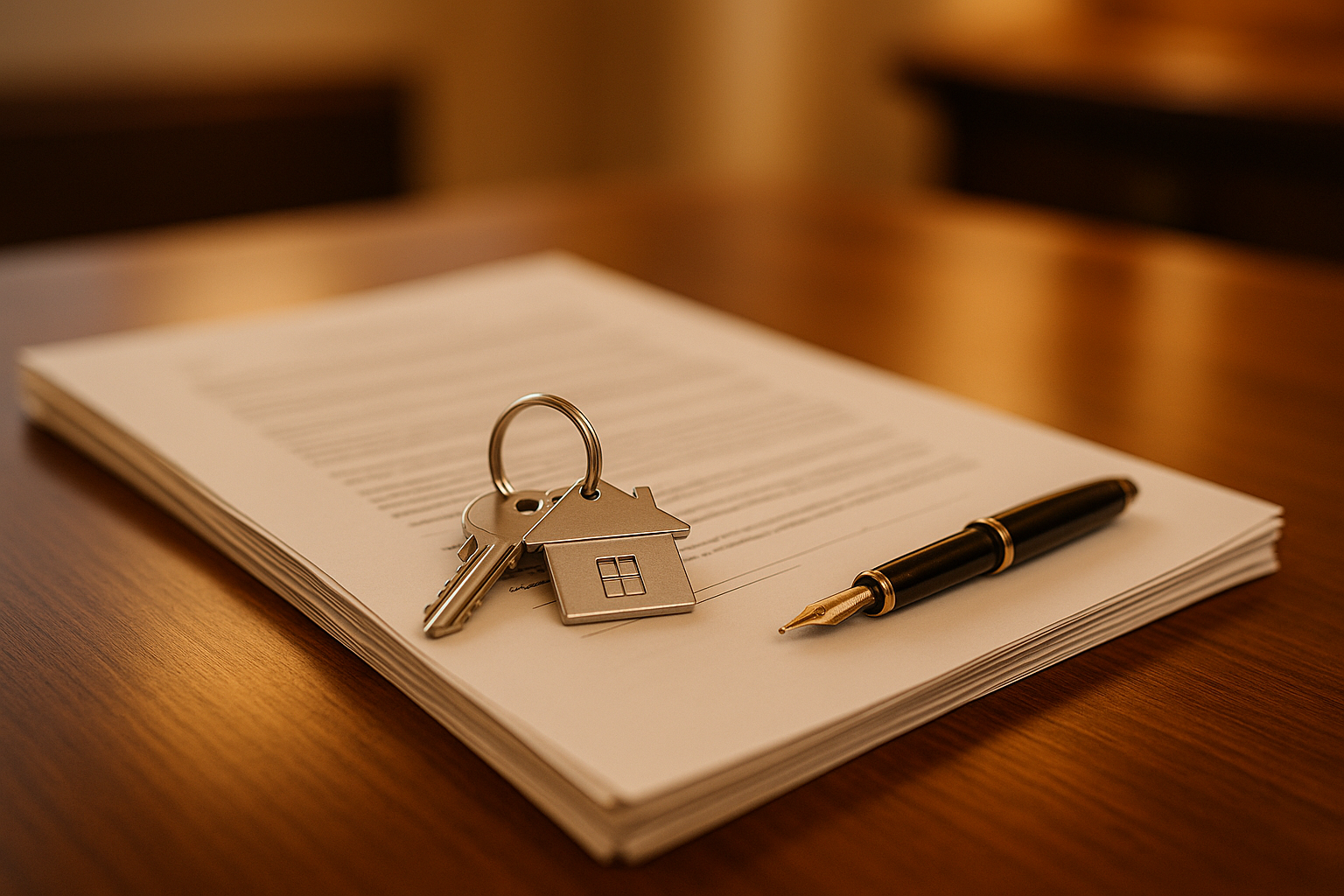 Closing table with documents and keys